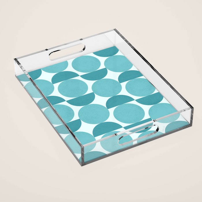 Mid Century Modern Geometric Shapes Aqua Blue Acrylic Tray Gallery Image 1