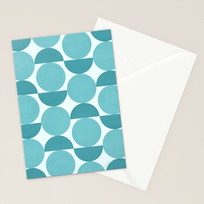 Mid Century Modern Geometric Shapes Aqua Blue Stationery Card Gallery Image 2