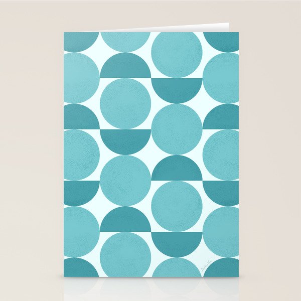 Mid Century Modern Geometric Shapes Aqua Blue Stationery Card Gallery Image 2