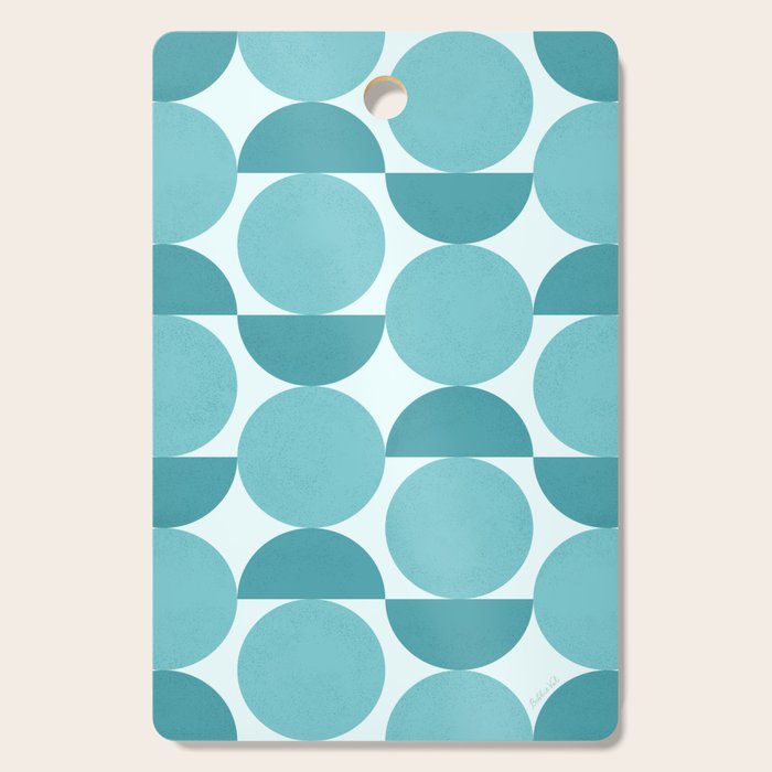 Mid Century Modern Geometric Shapes Aqua Blue Cutting Board Gallery Image 1