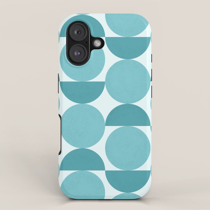 Mid Century Modern Geometric Shapes Aqua Blue iPhone Case Gallery Image 1