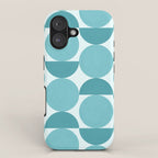 Mid Century Modern Geometric Shapes Aqua Blue iPhone Case Gallery Image 1