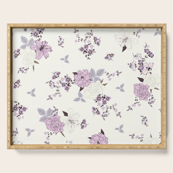 romantic pattern in the rococo style Serving Tray Gallery Image 1