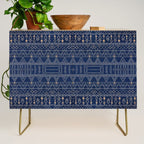Blue Indigo Jeans Color, Bohemian Oriental Traditional Moroccan Fabric Style Credenza Gallery Image 1