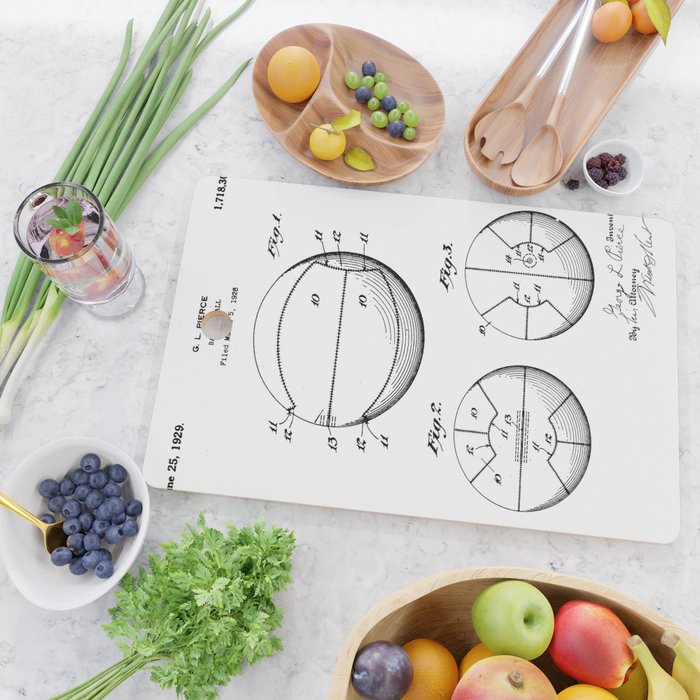 Basketball Patent - Sports Fan Team Coach Art - White Cutting Board Gallery Image 2