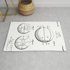 Basketball Patent - Sports Fan Team Coach Art - White Rug Gallery Image 1