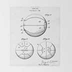 Basketball Patent - Sports Fan Team Coach Art - White Throw Blanket Gallery Image 2
