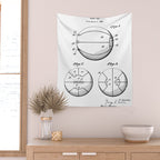 Basketball Patent - Sports Fan Team Coach Art - White Wall Tapestry Gallery Image 2