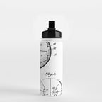 Basketball Patent - Sports Fan Team Coach Art - White Water Bottle Gallery Image 2