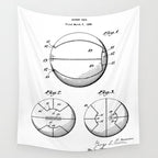 Basketball Patent - Sports Fan Team Coach Art - White Wall Tapestry Gallery Image 4