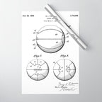 Basketball Patent - Sports Fan Team Coach Art - White Wrapping Paper Gallery Image 1