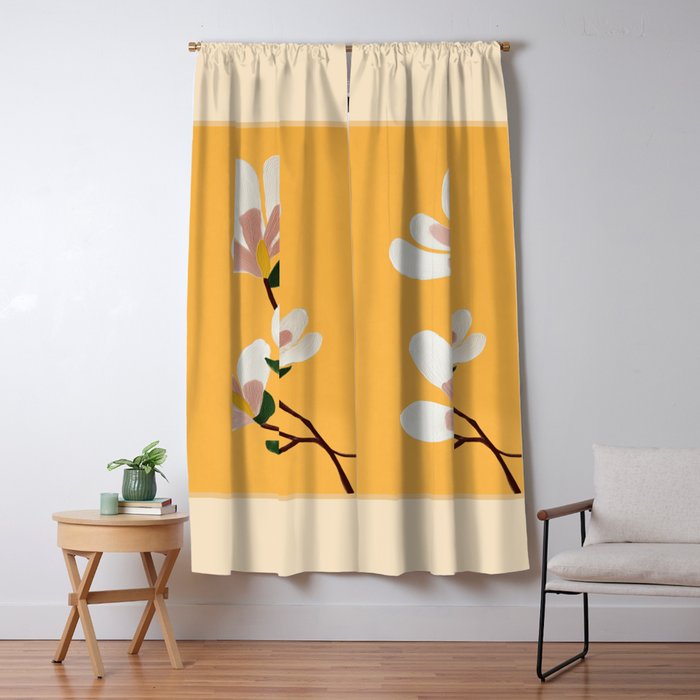 Golden Magnolia Blooms Window Curtain Gallery Image 5