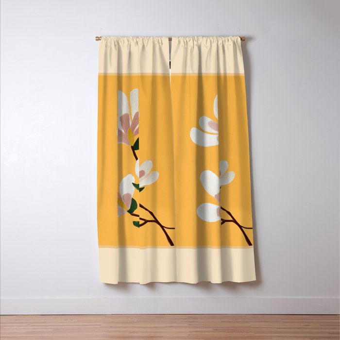 Golden Magnolia Blooms Window Curtain Gallery Image 3