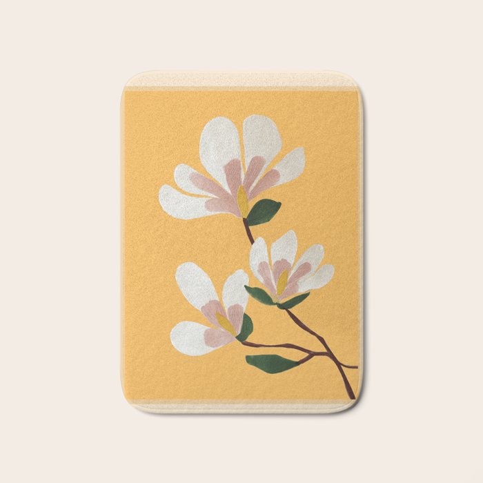 Golden Magnolia Blooms Bath Mat Gallery Image 1