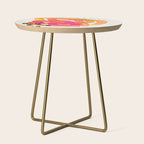 Mid Century Modern Abstract Colorful Art Ombre Magenta Yellow Circles Raindrops Geometric Pattern Side Table Gallery Image 1