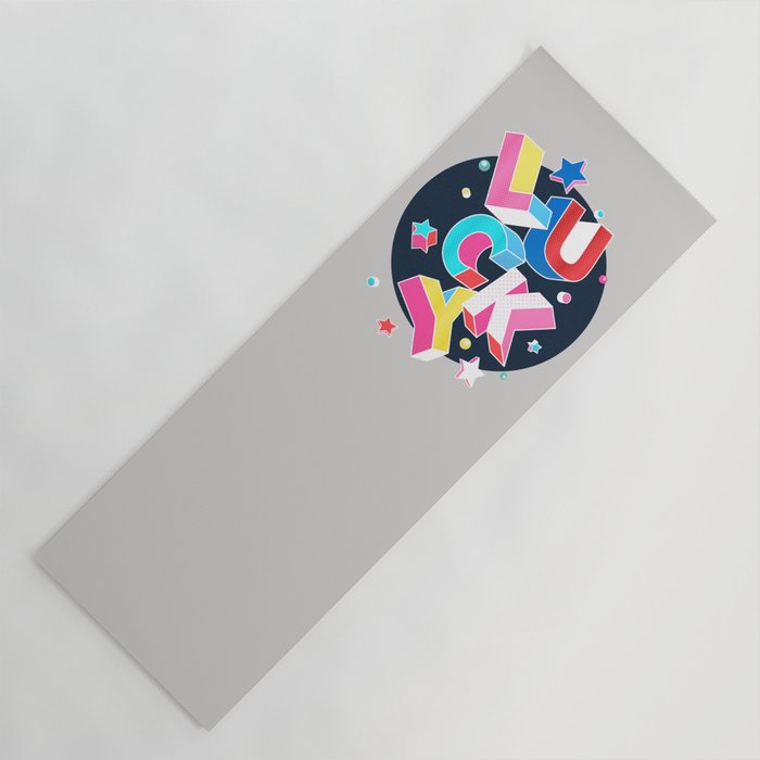 LUCKY Typography Yoga Mat Gallery Image 1