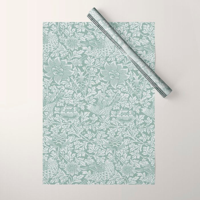 William Morris Bird & Anemone Powder Blue Wrapping Paper Gallery Image 1