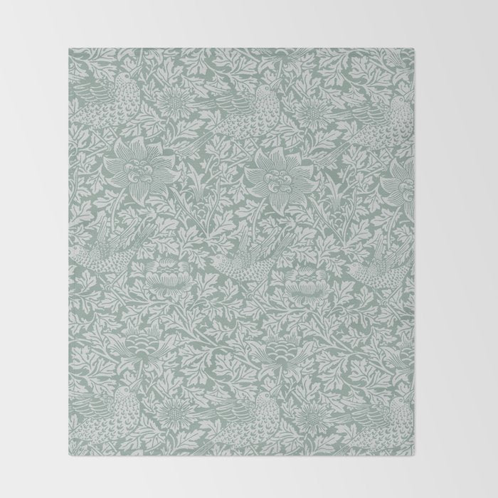 William Morris Bird & Anemone Powder Blue Throw Blanket Gallery Image 2