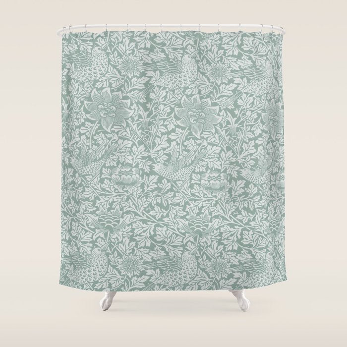 William Morris Bird & Anemone Powder Blue Shower Curtain Gallery Image 1
