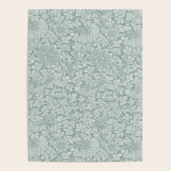 William Morris Bird & Anemone Powder Blue Poster Gallery Image 4