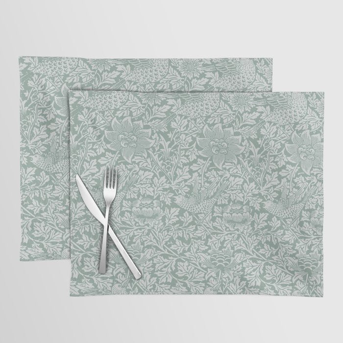 William Morris Bird & Anemone Powder Blue Placemat Gallery Image 1