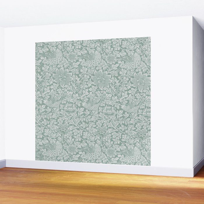 William Morris Bird & Anemone Powder Blue Wall Mural Gallery Image 2