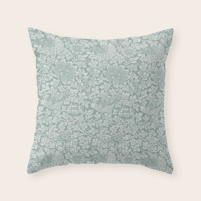 William Morris Bird & Anemone Powder Blue Throw Pillow Gallery Image 1
