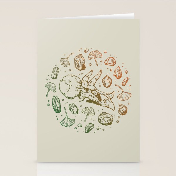 Triceratops Rocks! | Leaf Green & Pumpkin Spice Ombré Stationery Card Gallery Image 2