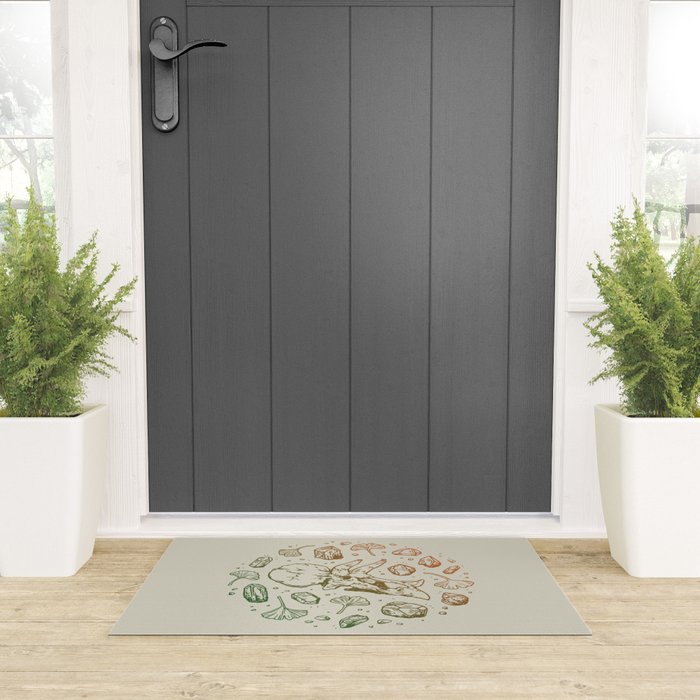 Triceratops Rocks! | Leaf Green & Pumpkin Spice Ombré Welcome Mat Gallery Image 3