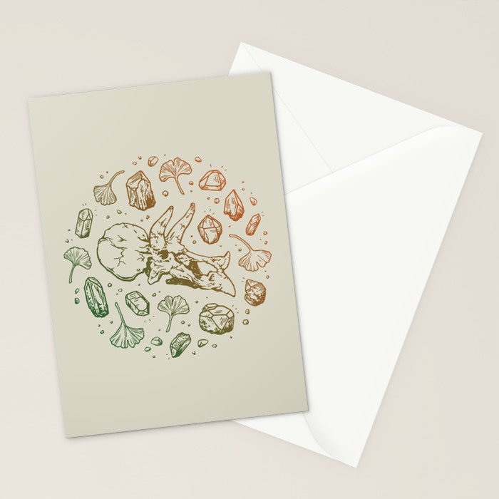 Triceratops Rocks! | Leaf Green & Pumpkin Spice Ombré Stationery Card Gallery Image 2
