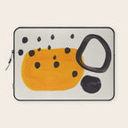 Unique Abstract Unique Mid century Modern Yellow Mustard Black Ring Dots Laptop Sleeve Gallery Image 1