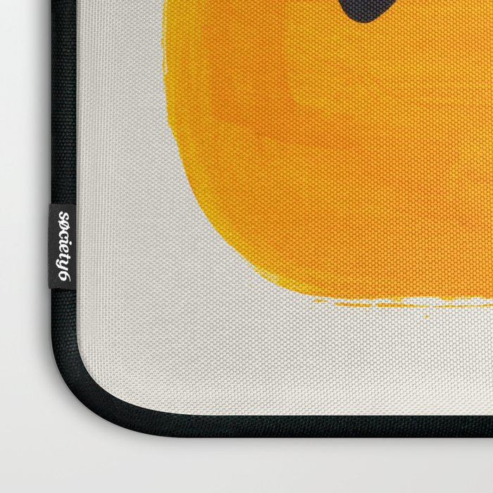 Unique Abstract Unique Mid century Modern Yellow Mustard Black Ring Dots Laptop Sleeve Gallery Image 3
