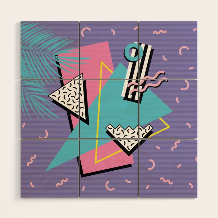 Memphis Pattern 57 - 80s - 90s Retro / 2nd year anniversary design Wood Wall Art Gallery Image 1