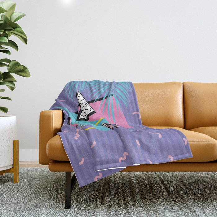 Memphis Pattern 57 - 80s - 90s Retro / 2nd year anniversary design Throw Blanket Gallery Image 1