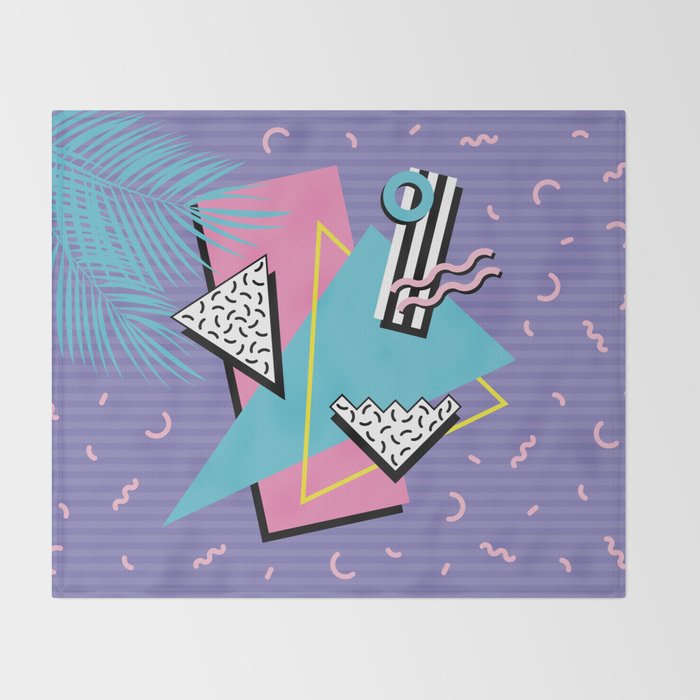 Memphis Pattern 57 - 80s - 90s Retro / 2nd year anniversary design Throw Blanket Gallery Image 2