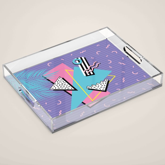 Memphis Pattern 57 - 80s - 90s Retro / 2nd year anniversary design Acrylic Tray Gallery Image 1