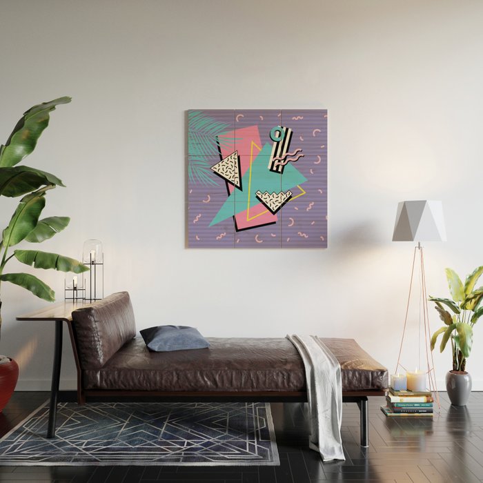 Memphis Pattern 57 - 80s - 90s Retro / 2nd year anniversary design Wood Wall Art Gallery Image 2