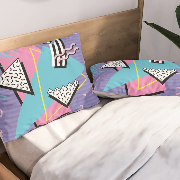 Memphis Pattern 57 - 80s - 90s Retro / 2nd year anniversary design Pillow Sham Gallery Image 2