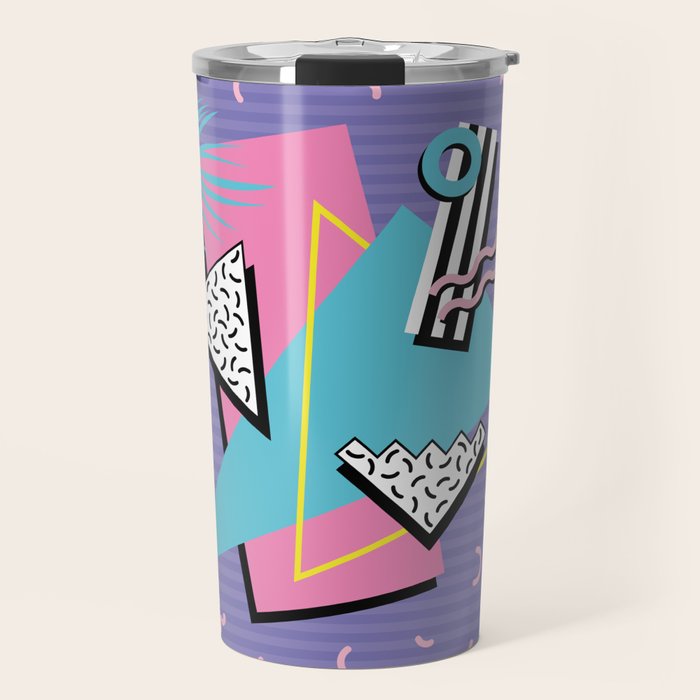 Memphis Pattern 57 - 80s - 90s Retro / 2nd year anniversary design Travel Mug Gallery Image 1