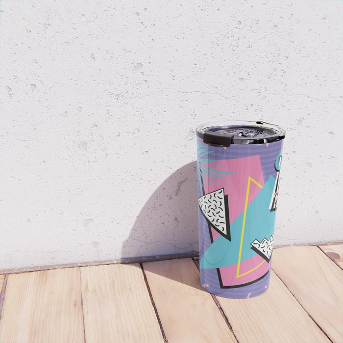 Memphis Pattern 57 - 80s - 90s Retro / 2nd year anniversary design Travel Mug Gallery Image 4