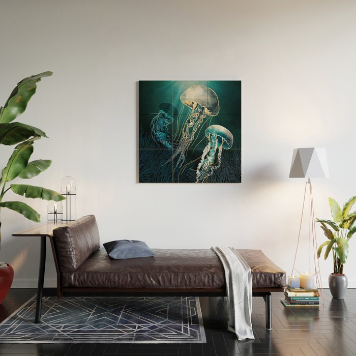 Metallic Jellyfish V Wood Wall Art Gallery Image 2