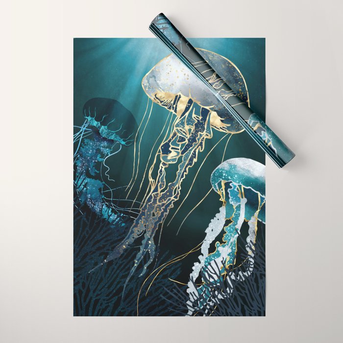 Metallic Jellyfish V Wrapping Paper Gallery Image 1