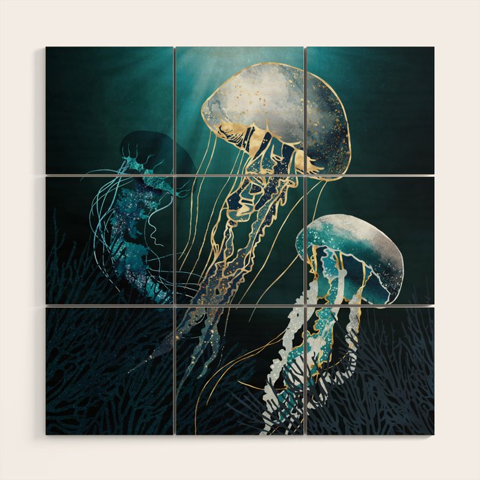 Metallic Jellyfish V Wood Wall Art Gallery Image 1