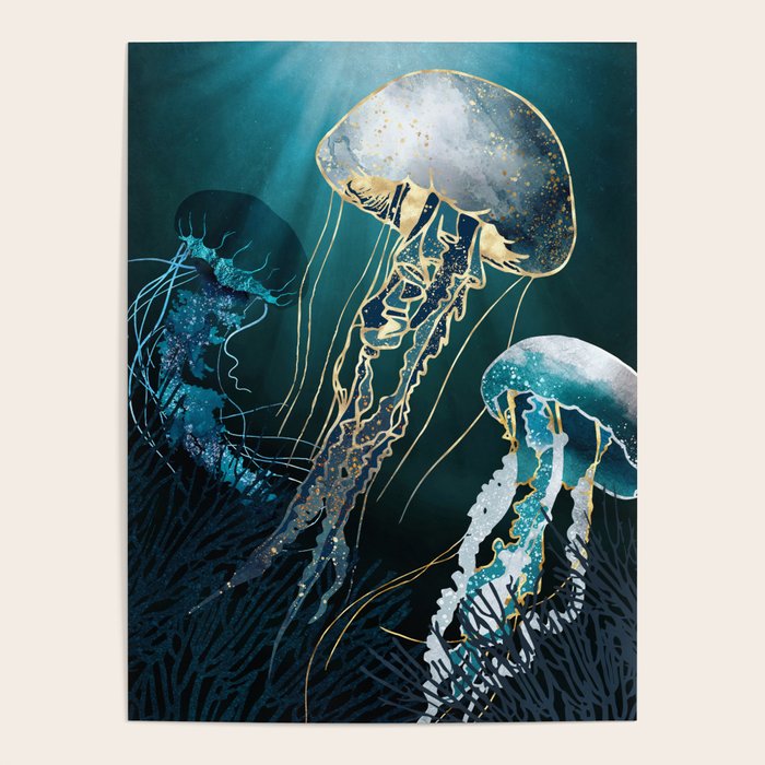 Metallic Jellyfish V Poster Gallery Image 1