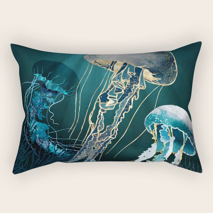 Metallic Jellyfish V Rectangular Pillow Gallery Image 2