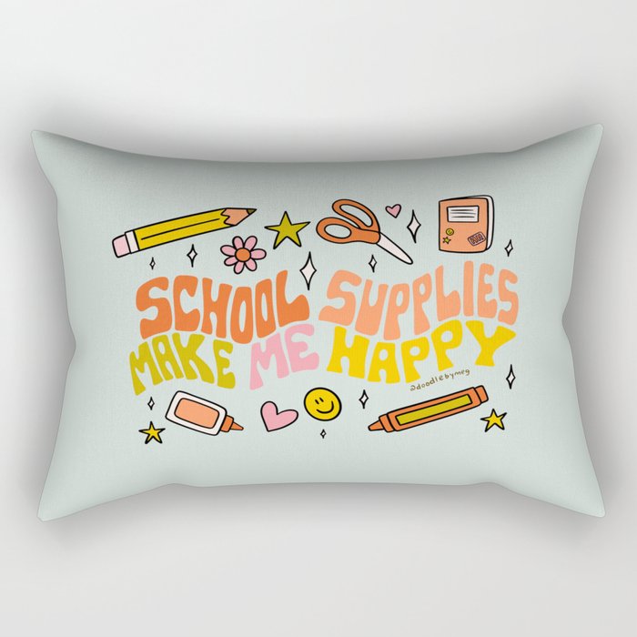 School Supplies Make Me Happy Rectangular Pillow Gallery Image 1