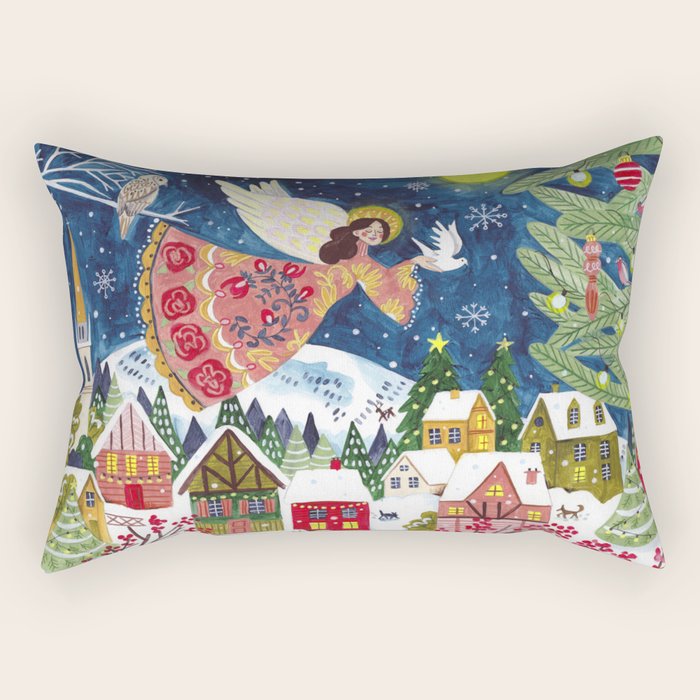 Christmas angel of peace Rectangular Pillow Gallery Image 1