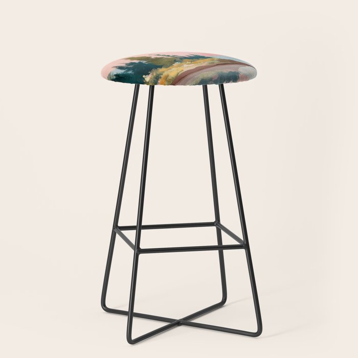 Pastel Mountain Lake Stool Gallery Image 1