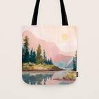 Pastel Mountain Lake Tote Bag Gallery Image 1