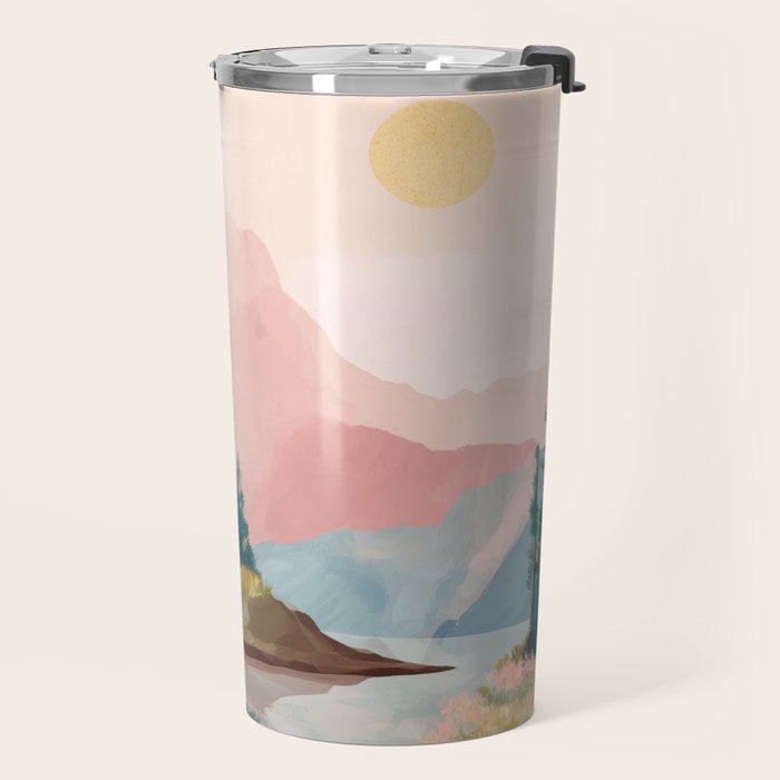 Pastel Mountain Lake Travel Mug Gallery Image 2